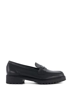 Dune London Womens Wide Fit Leather Slip On Loafers - 5 - Black, Black