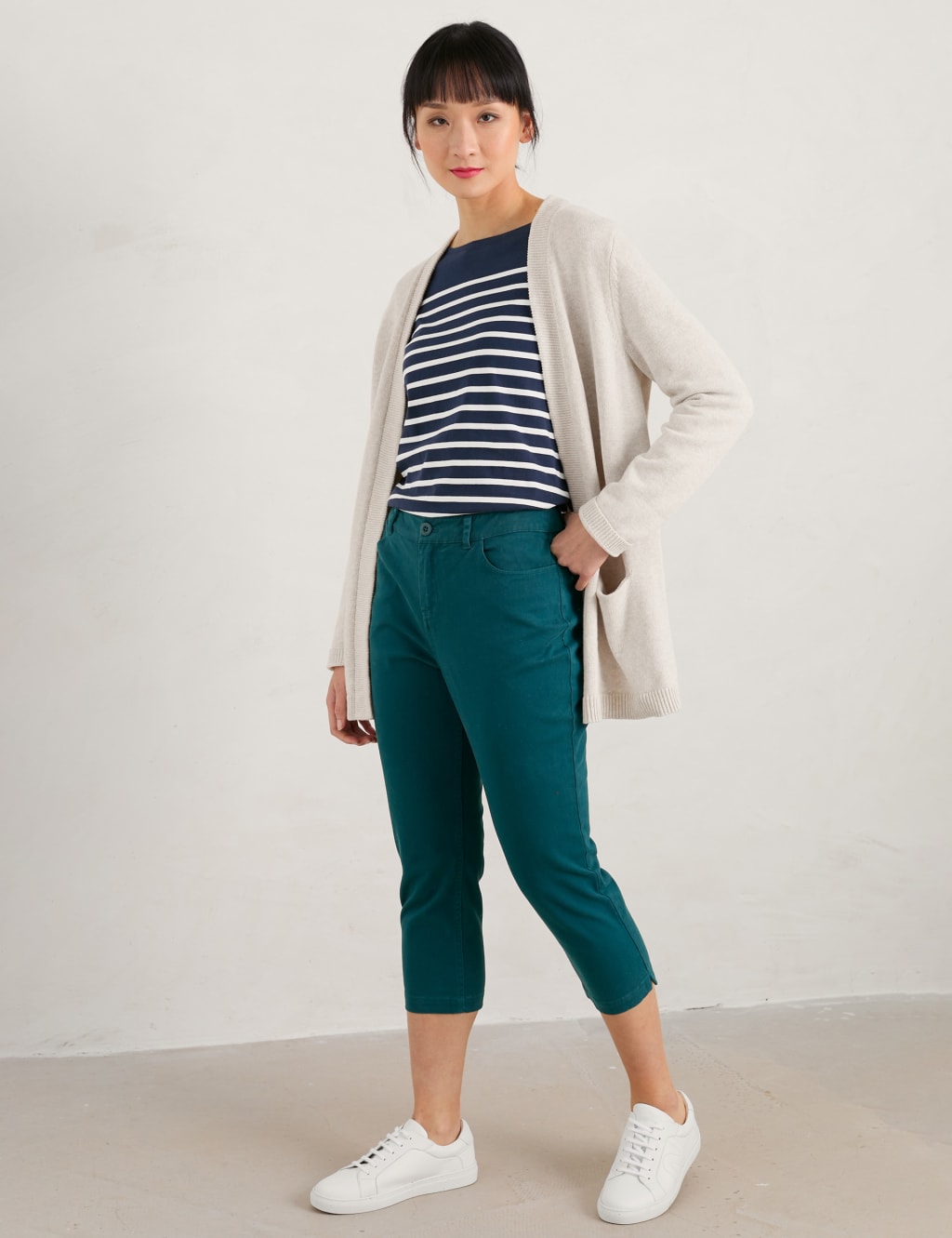 Cotton Rich Slim Fit Cropped Trousers