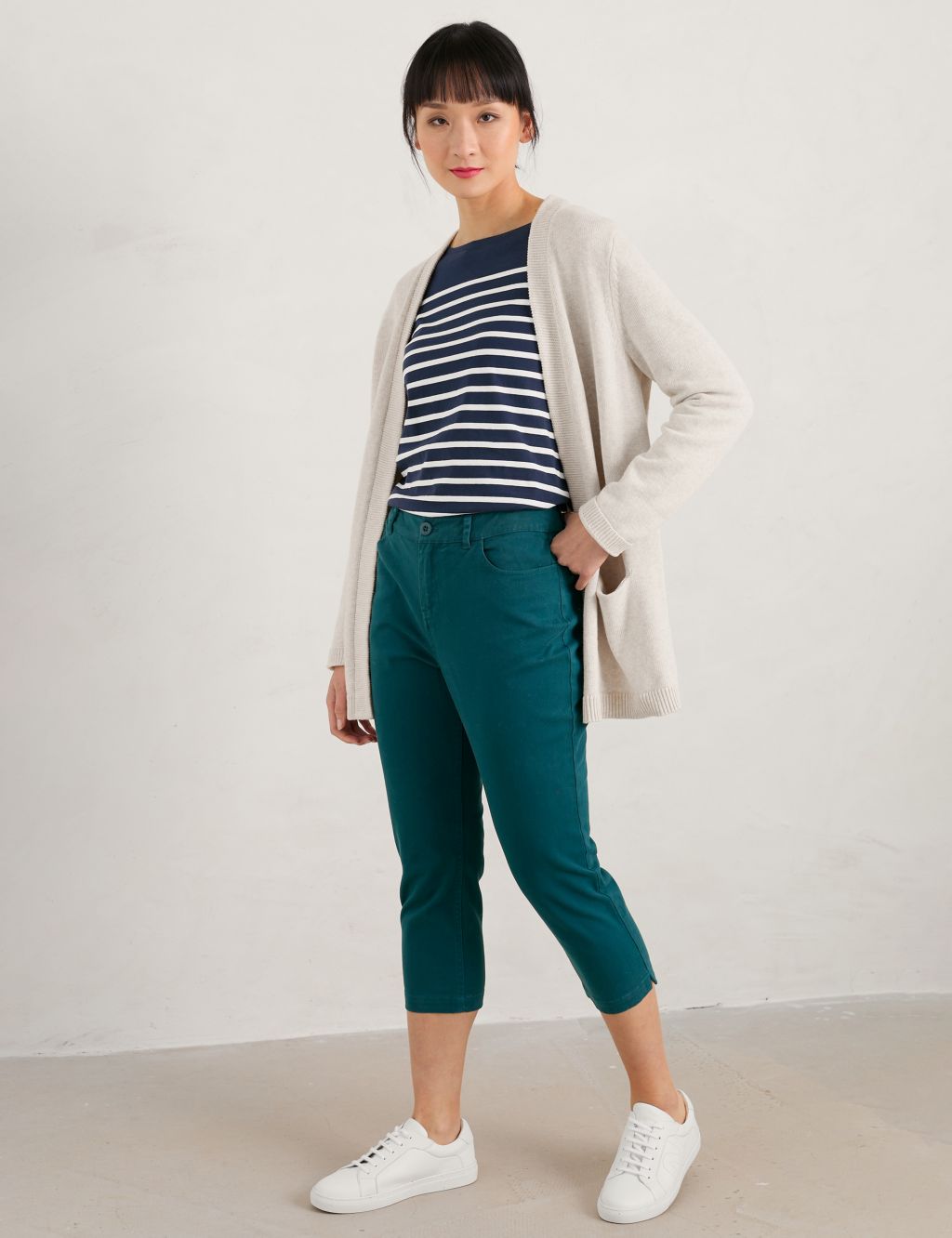 Cotton Rich Slim Fit Cropped Trousers