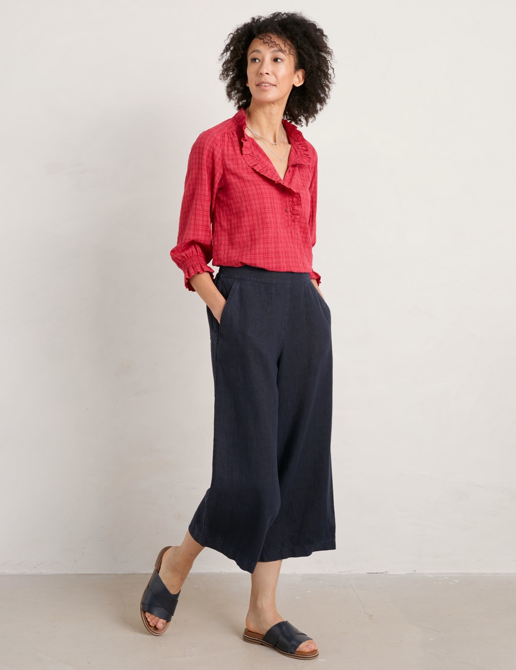 Pure Linen Wide Leg Culottes image 1