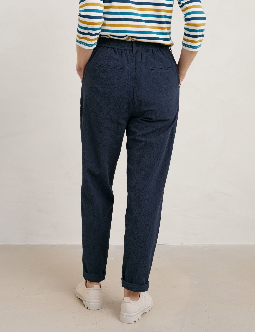 Pure Cotton Tapered Ankle Grazer Trousers image 3