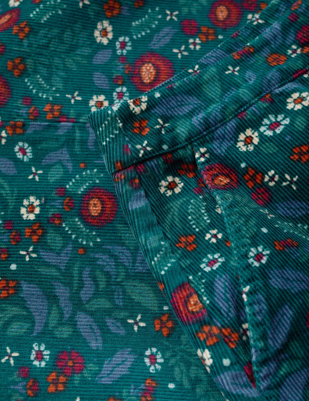 Cord Floral Knee Length A-Line Skirt image 5