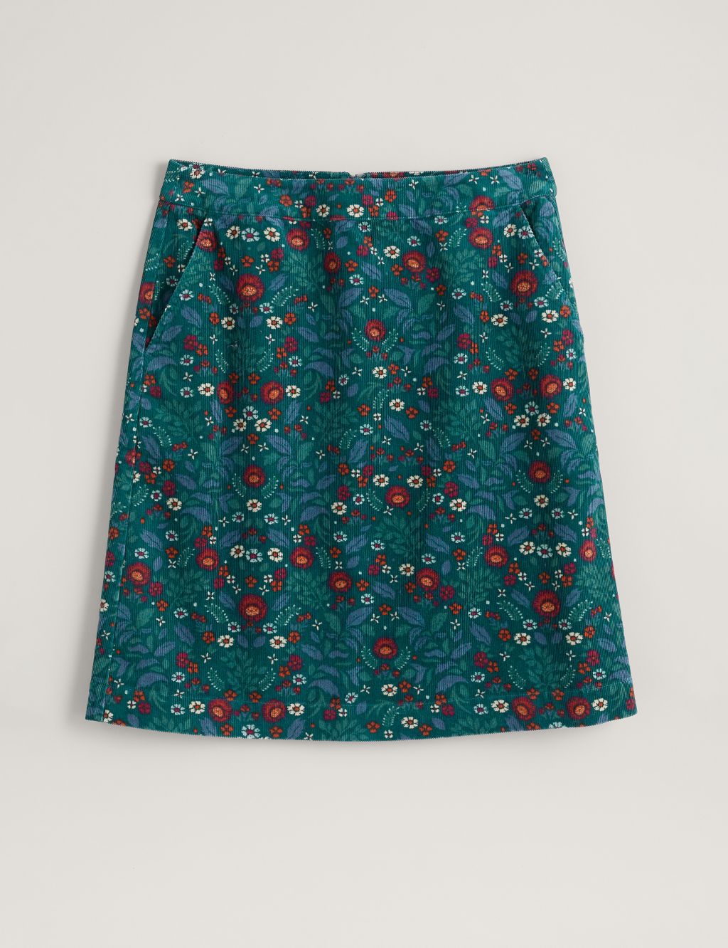 Cord Floral Knee Length A-Line Skirt image 2