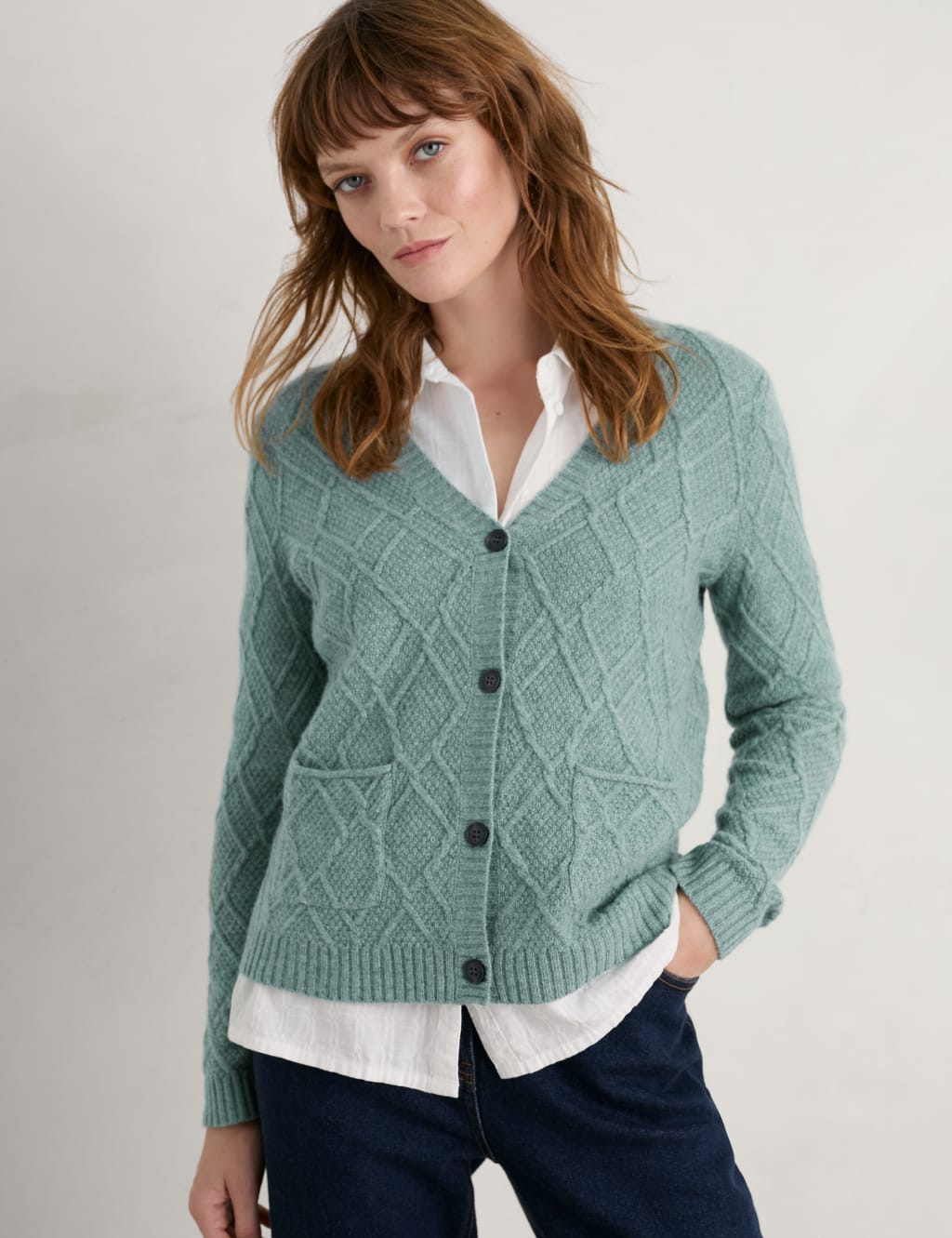 Merino Wool Rich V-Neck Cardigan image 3