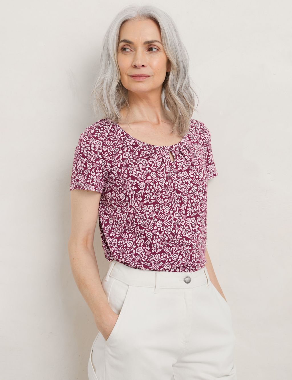 Cotton Blend Floral Relaxed Top image 2