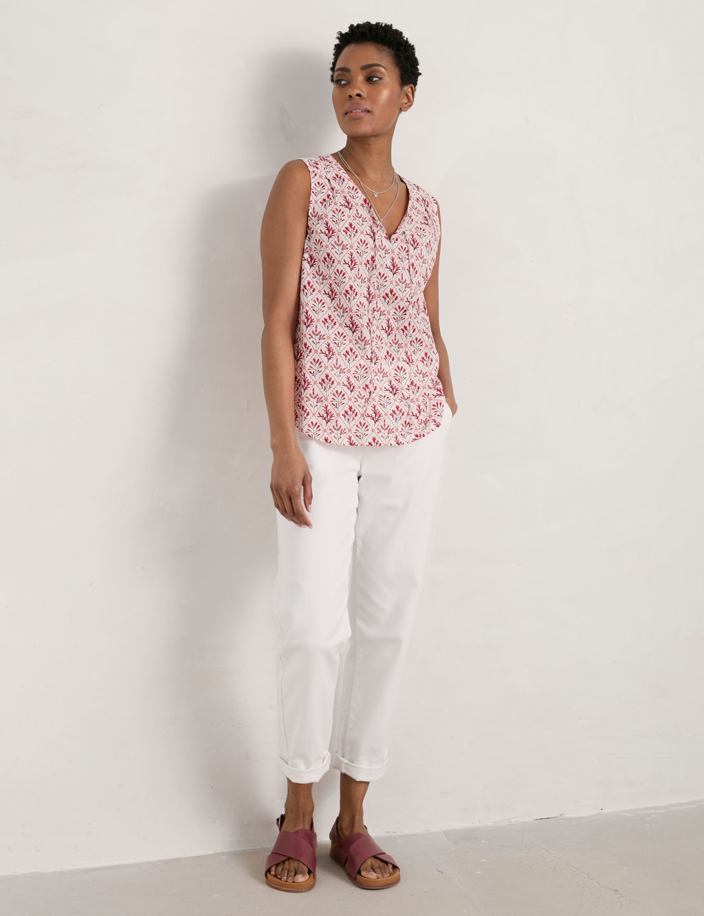 Organic Cotton Floral V-Neck Vest Top image 1