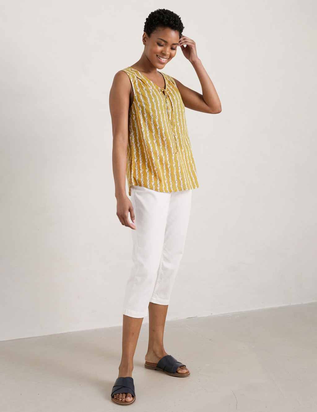 Organic Cotton Printed V-Neck Vest Top image 1