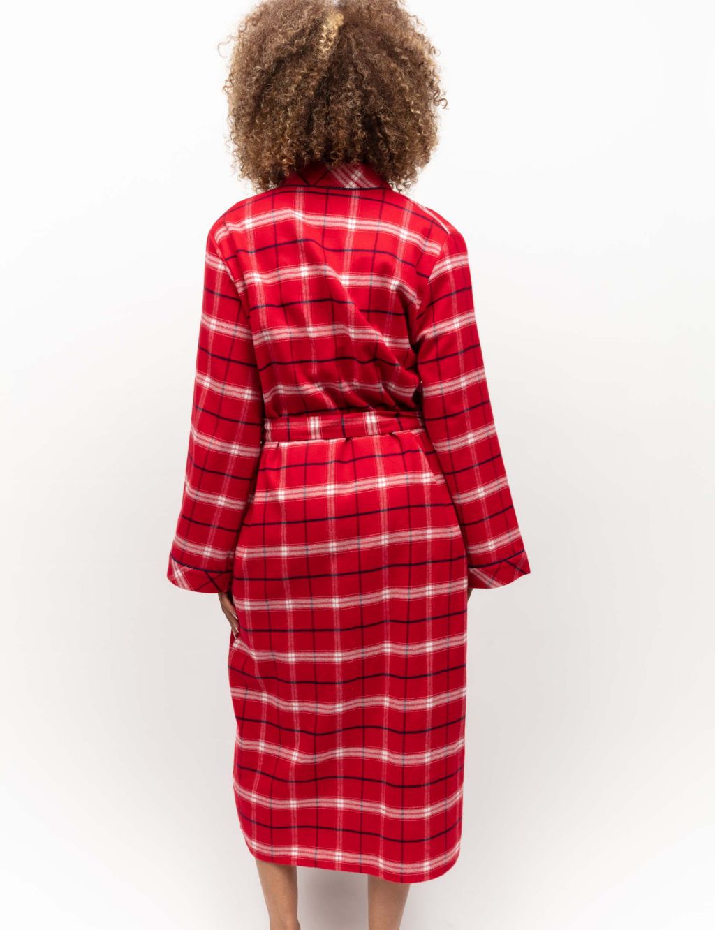 Pure Cotton Checked Long Dressing Gown image 4