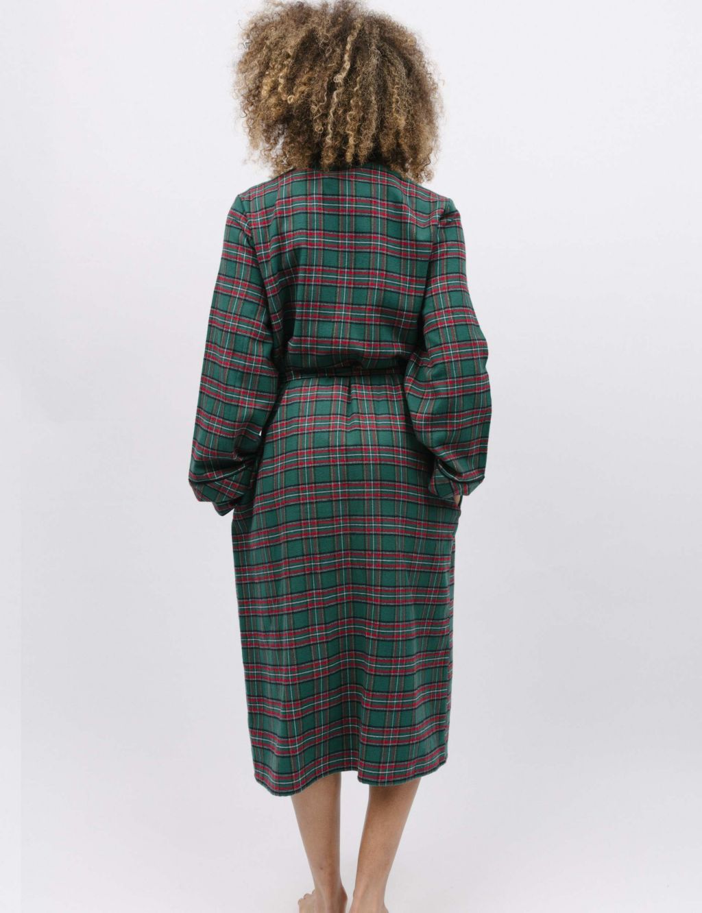 Pure Cotton Checked Long Dressing Gown image 4