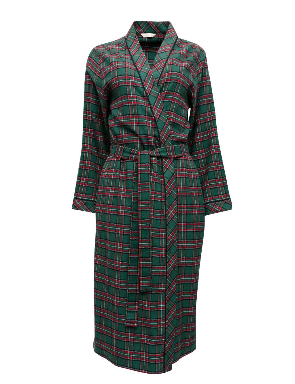 Pure Cotton Checked Long Dressing Gown image 2