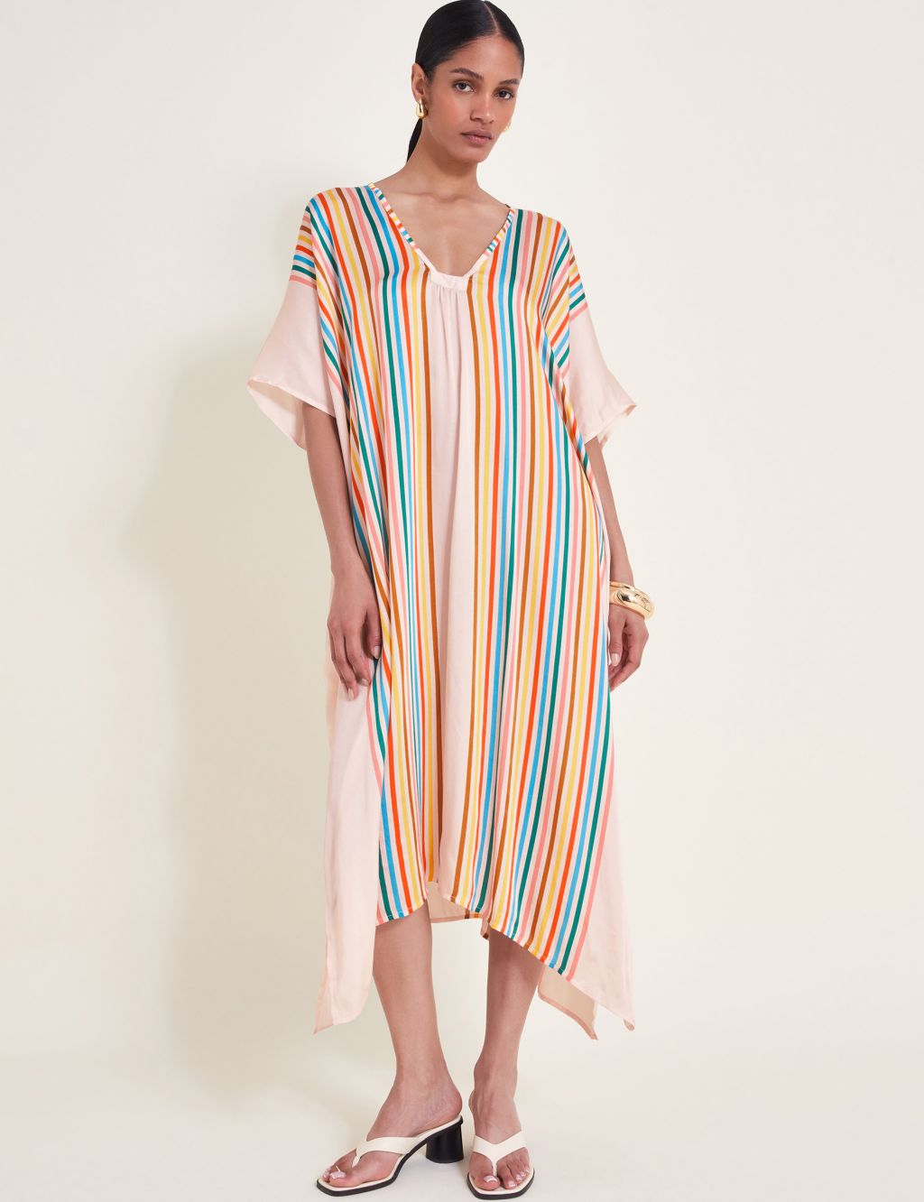 Striped Midi Kaftan Beach Dress