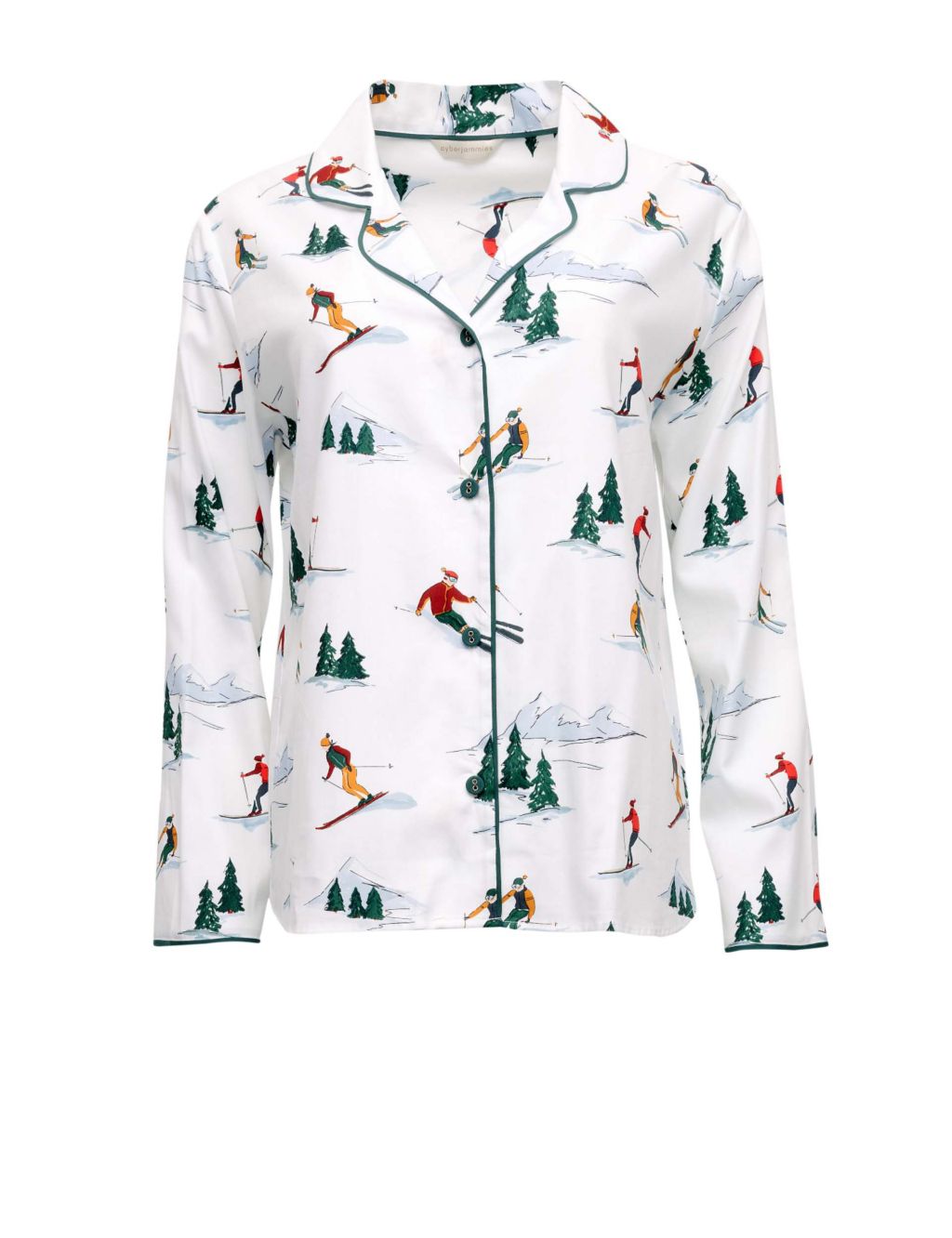 Cotton Modal Ski Print Pyjama Top image 2
