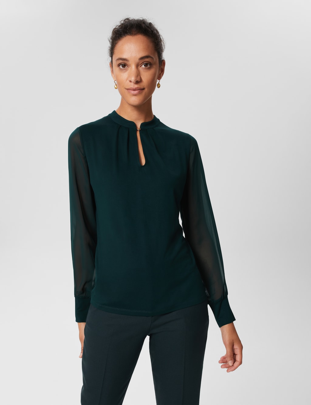 High Neck Long Sleeve Blouse image 1