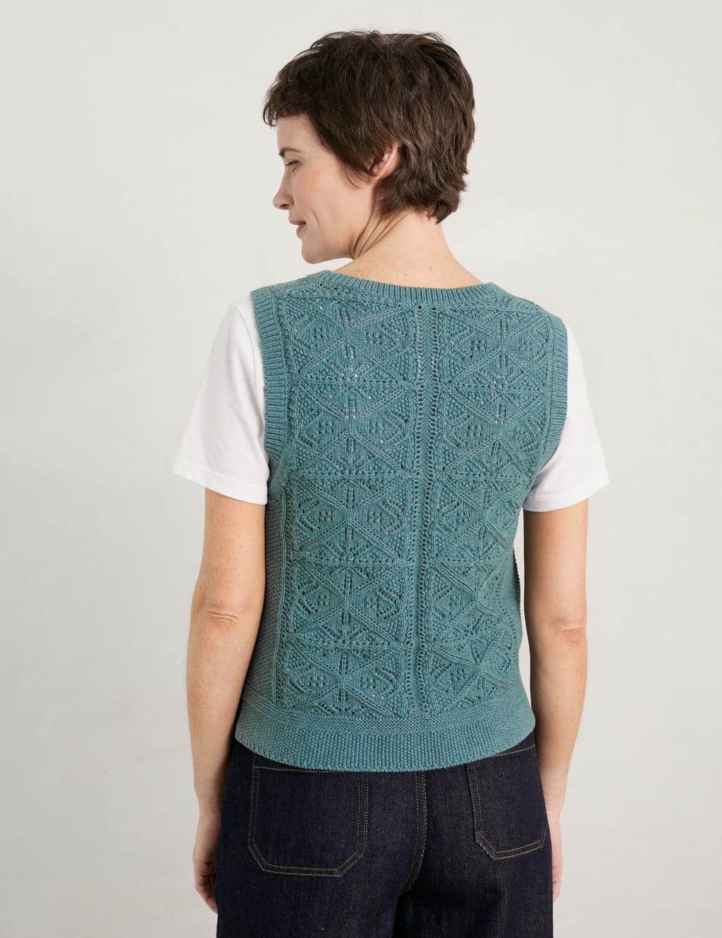 Pure Cotton Pointelle Round Neck Vest Top image 3