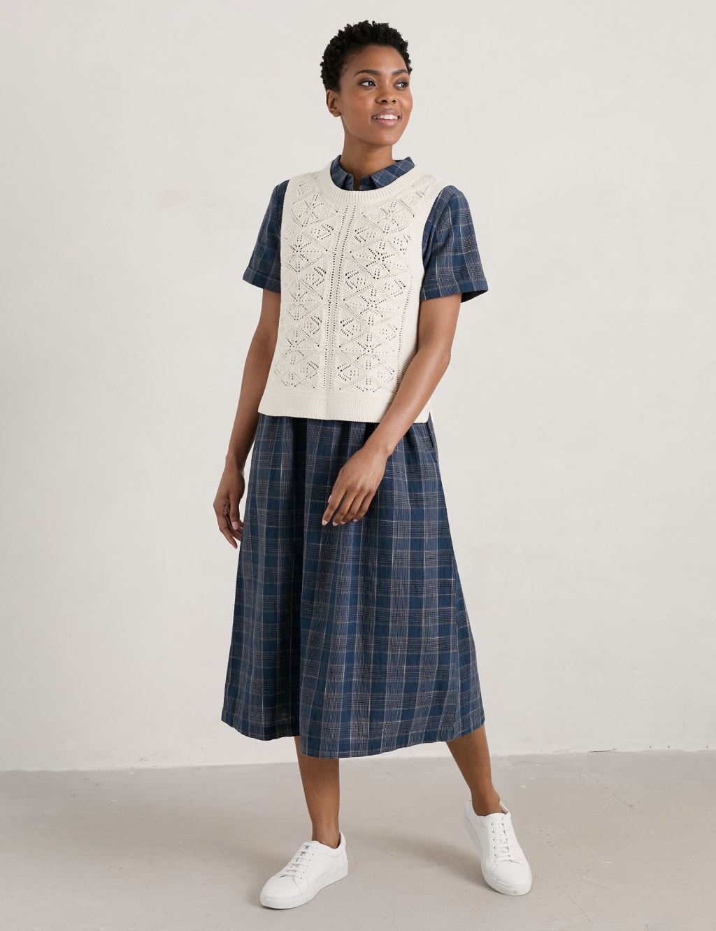 Pure Cotton Pointelle Round Neck Vest Top image 1