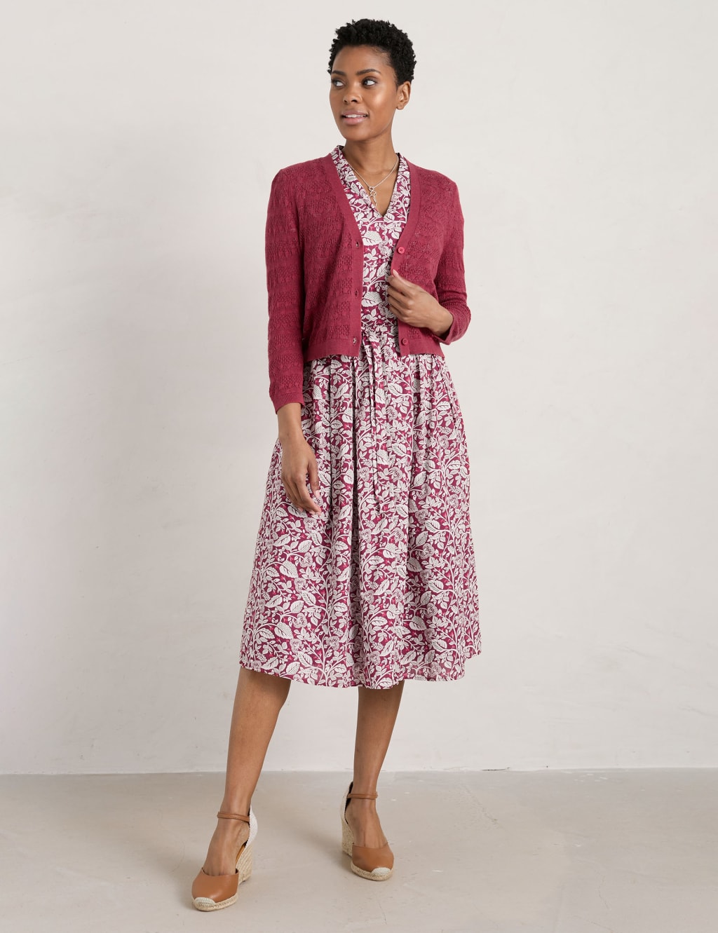 Pure Cotton Pointelle V-Neck Cardigan image 1