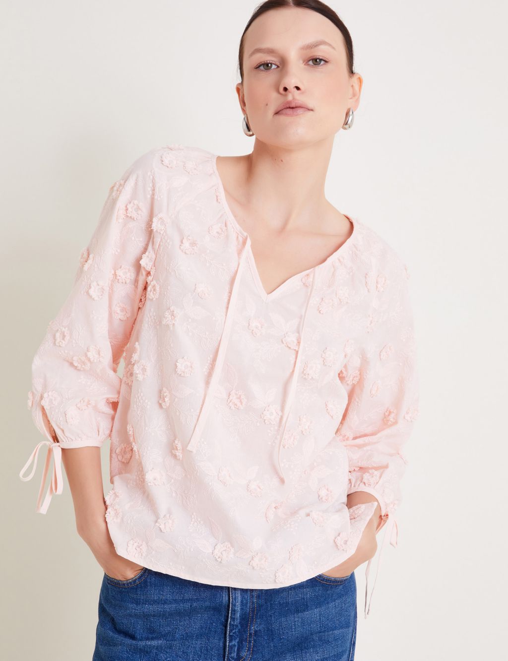 Pure Cotton Floral Embroidered Blouse