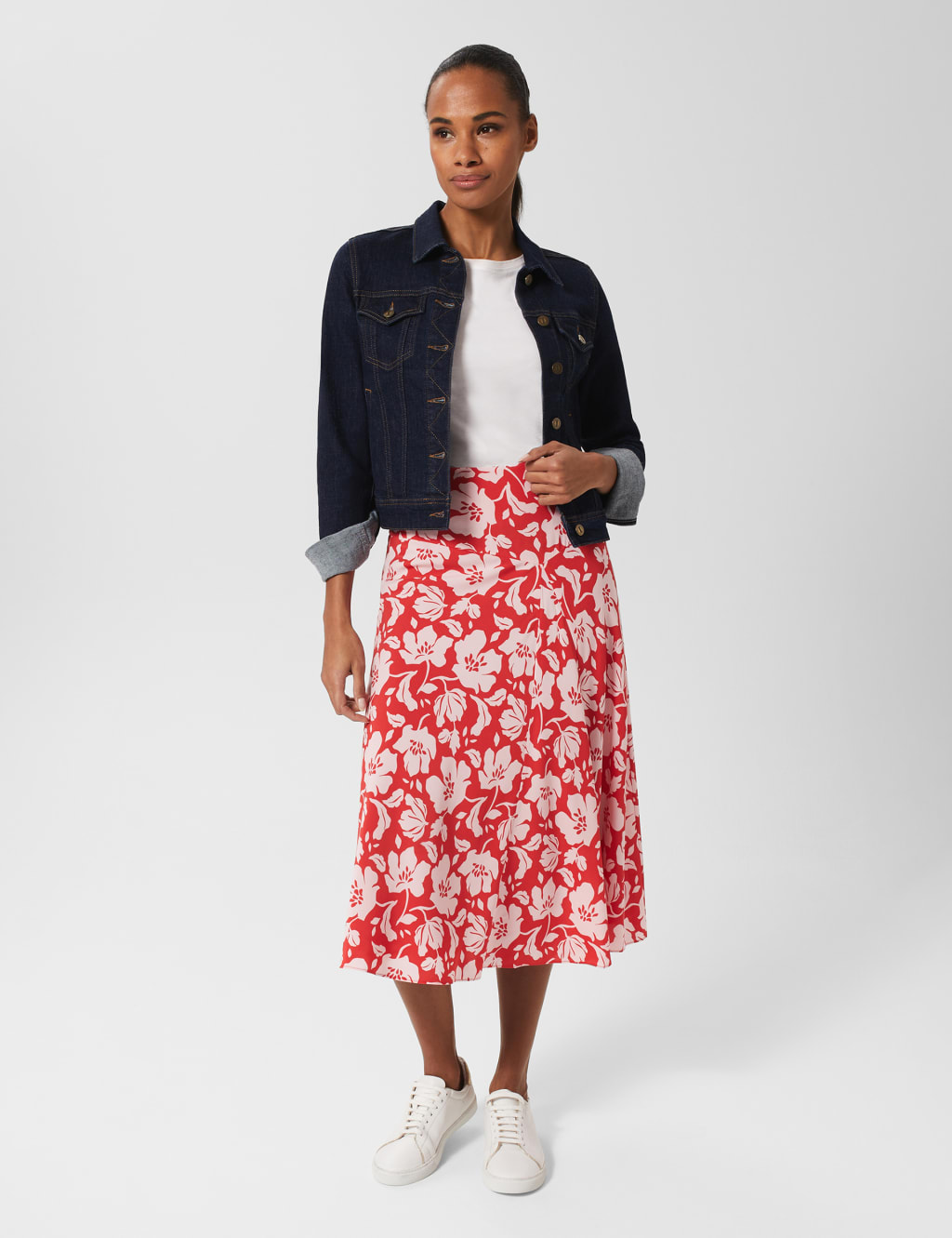 Floral Midi A-Line Skirt image 5