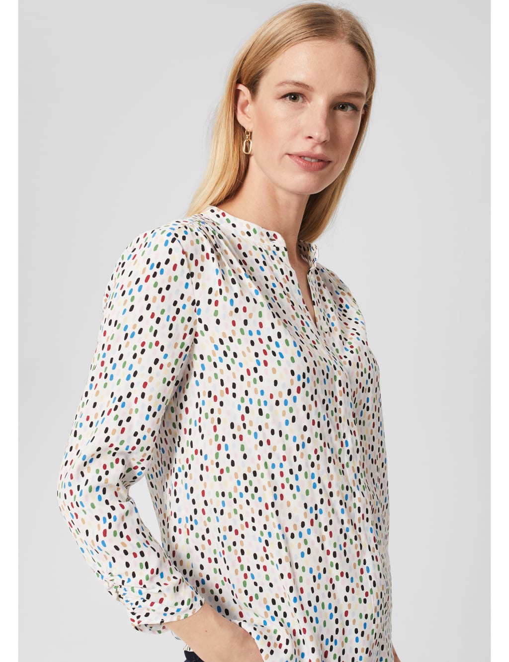 Spot Print Notch Neck Blouse image 2