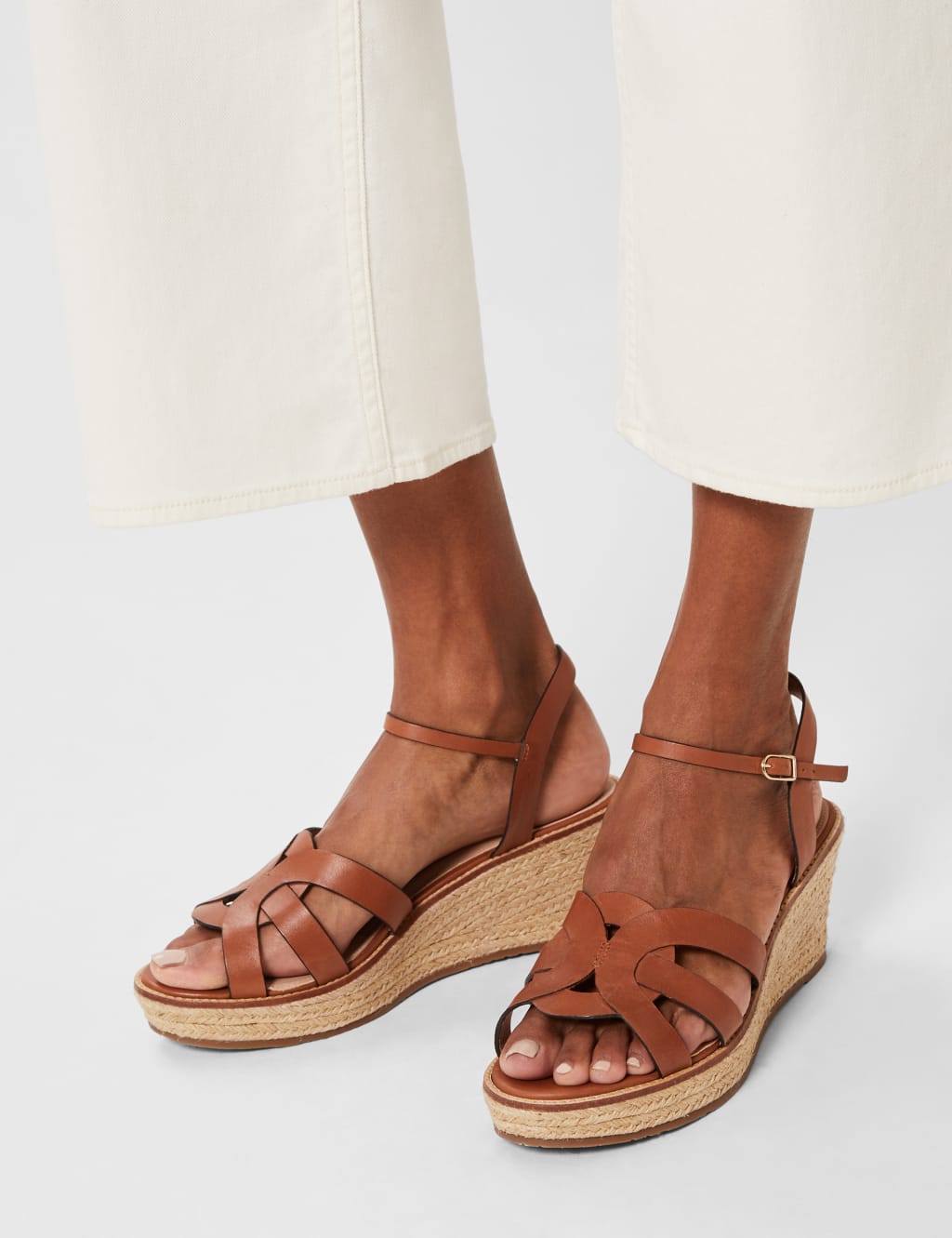 Leather Ankle Strap Wedge Espadrilles image 1