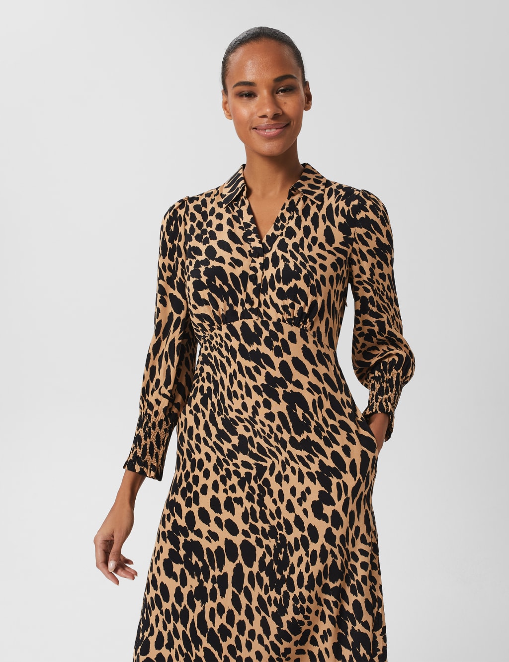 Animal Print Button Front Midi Shirt Dress image 4