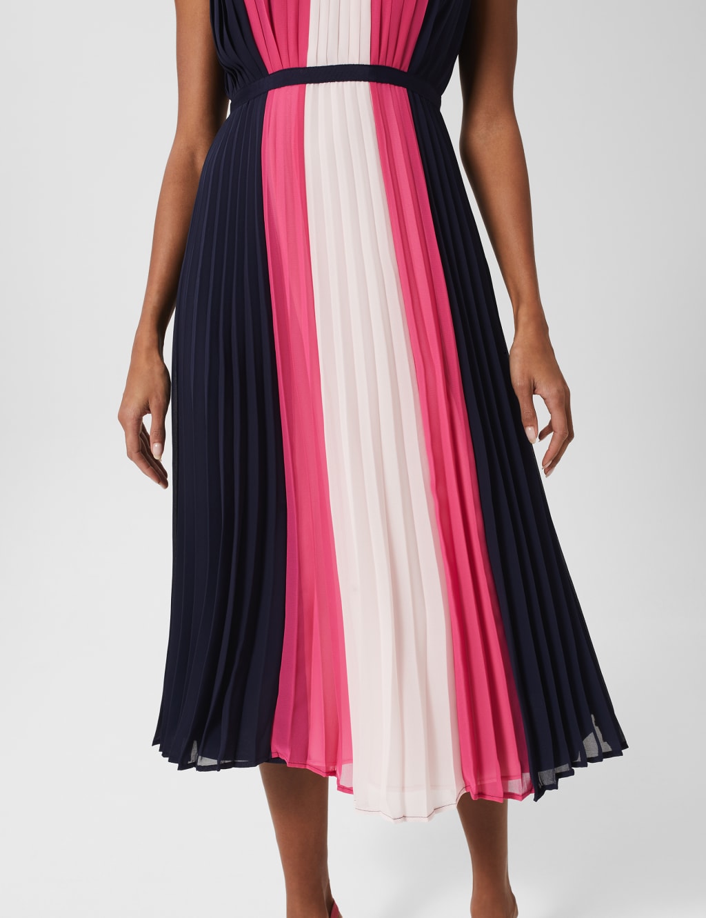 Colour Block Pleated Midi Swing Dress image 3