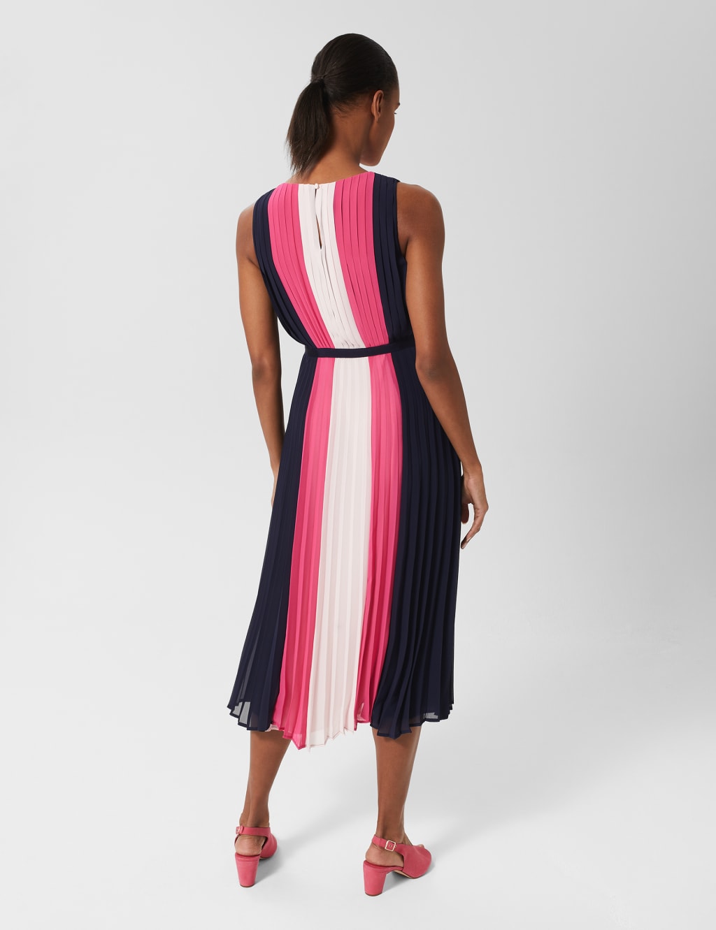 Colour Block Pleated Midi Swing Dress image 5
