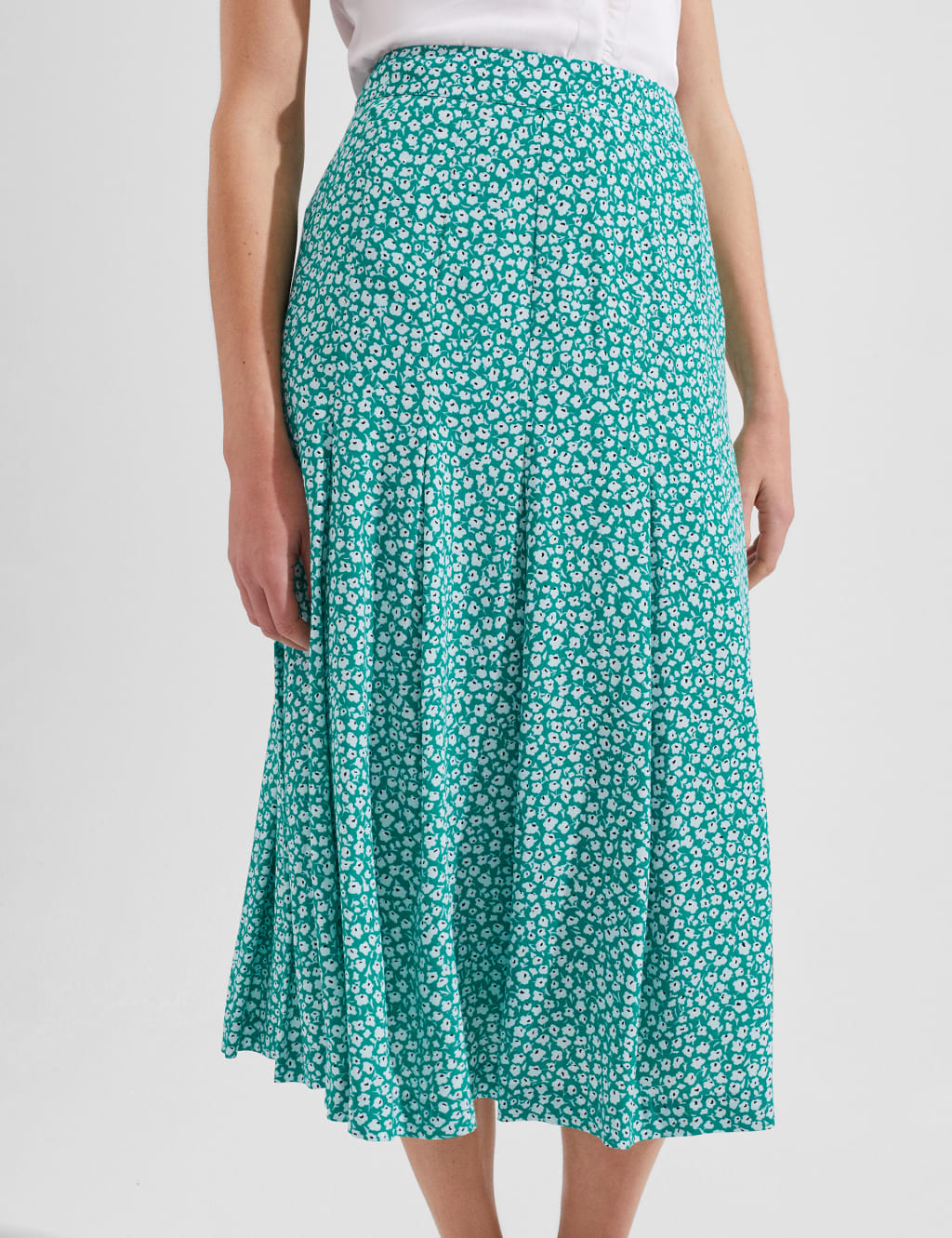 Floral Pleated Midi A-Line Skirt image 2