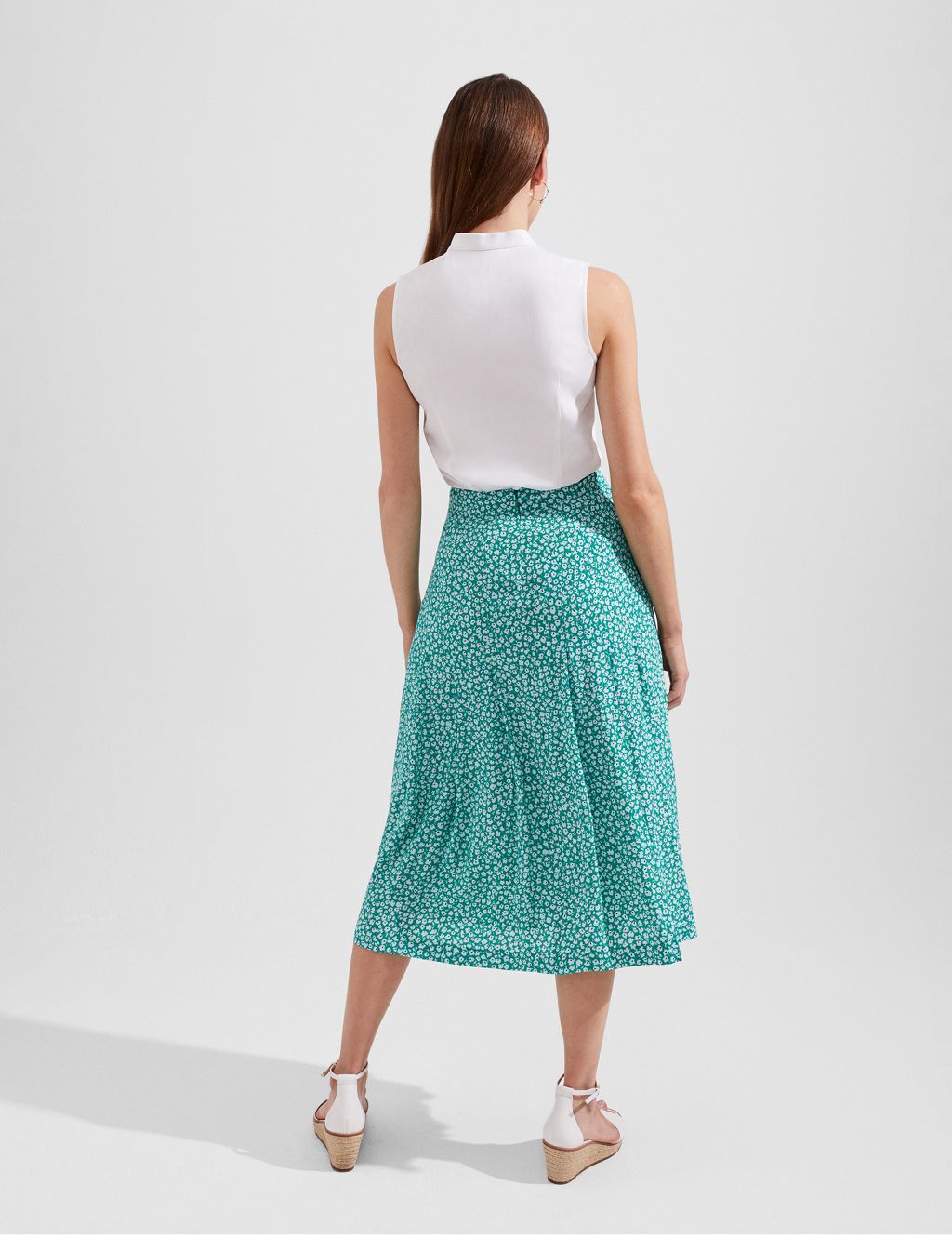 Floral Pleated Midi A-Line Skirt image 3