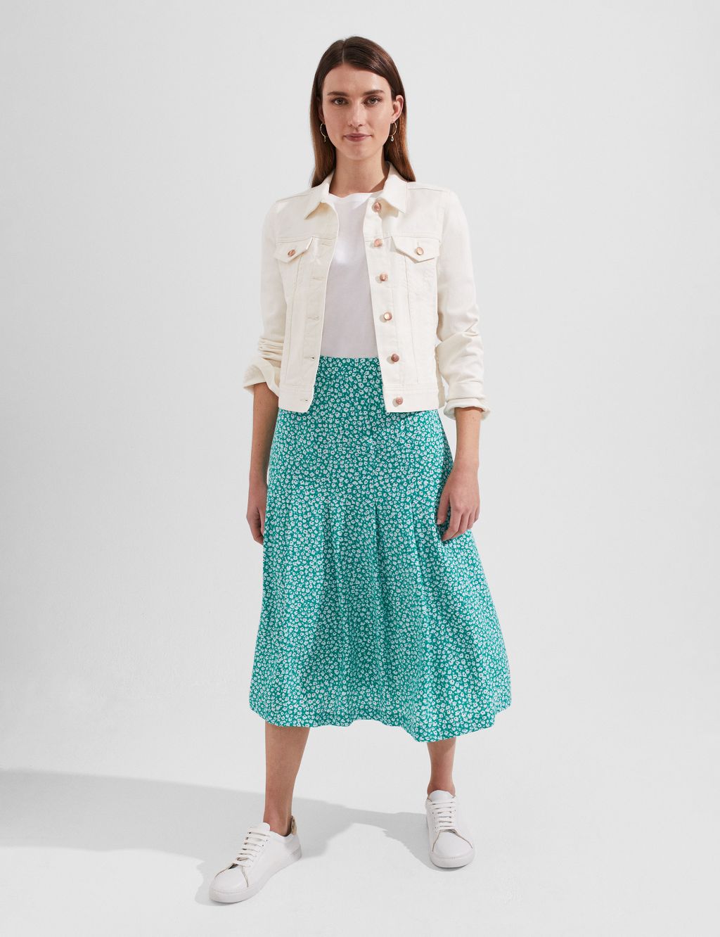 Floral Pleated Midi A-Line Skirt image 4