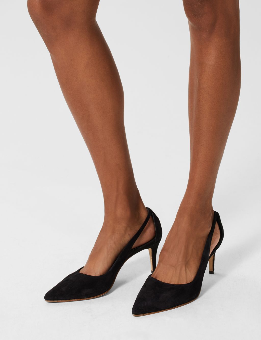 Suede Kitten Heel Pointed Court Shoes image 2