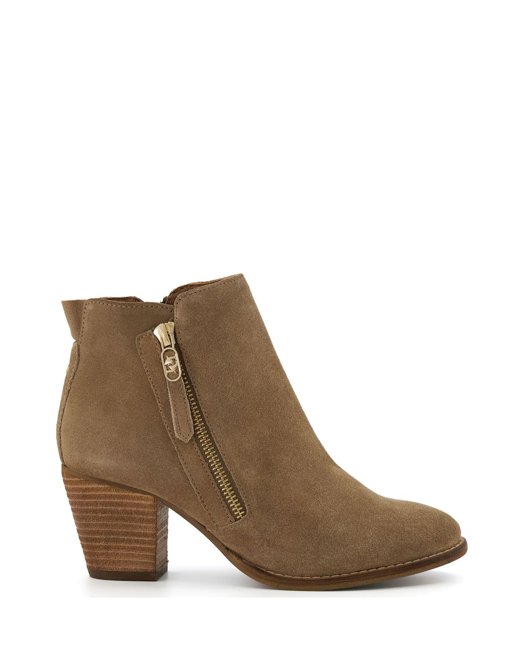 Suede Block Heel Round Toe Ankle Boots image 1
