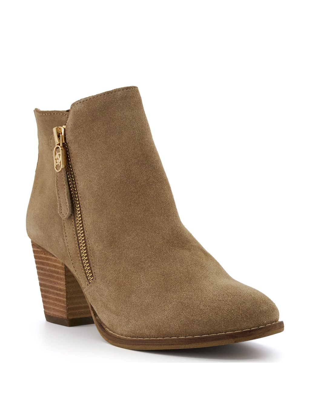 Suede Block Heel Round Toe Ankle Boots image 2
