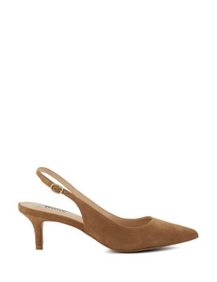 Dune London Womens Strappy Kitten Heel Slingback Shoes - 6 - Camel, Camel,Black,Multi