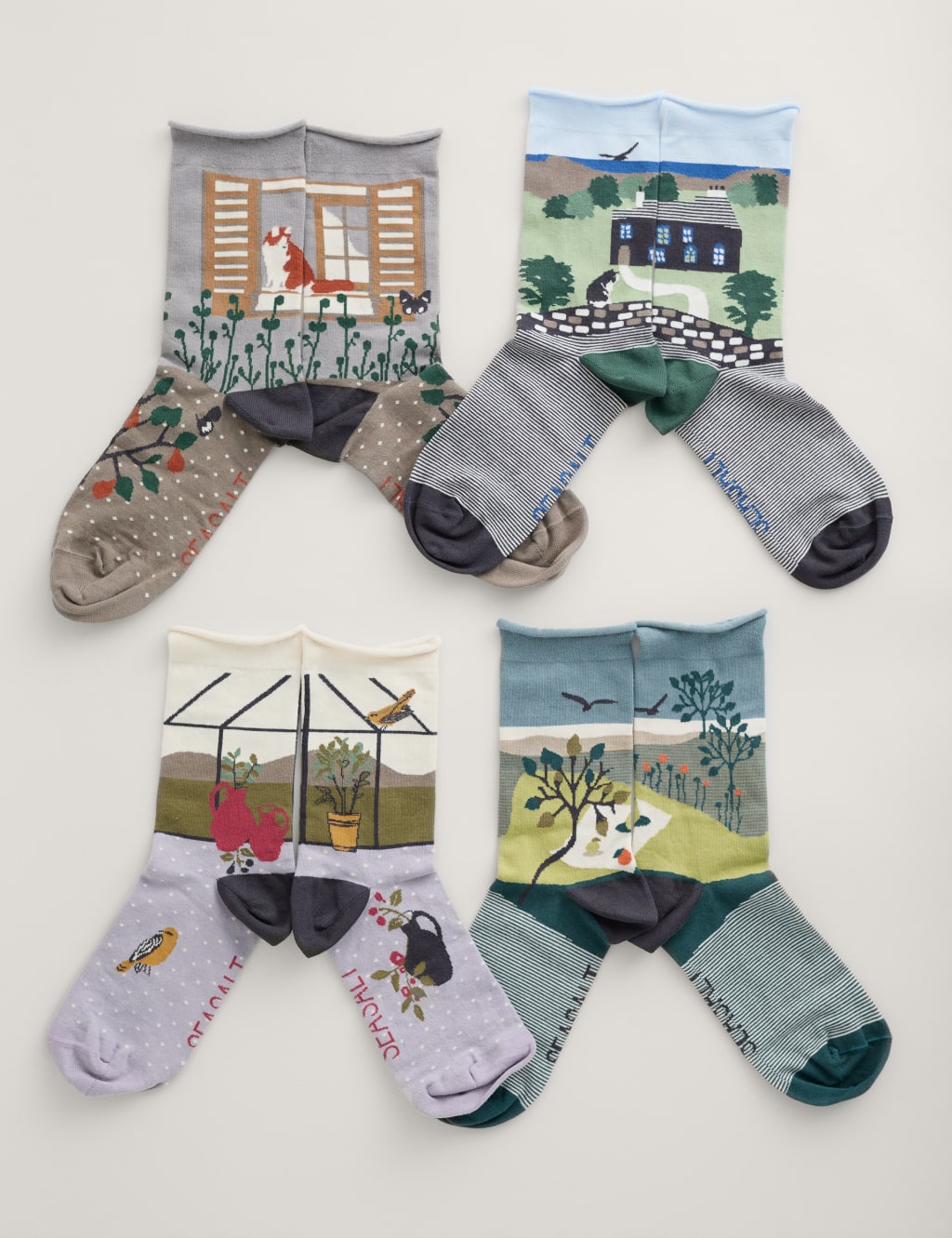 4pk Cotton Rich Patterned Ankle High Socks image 1