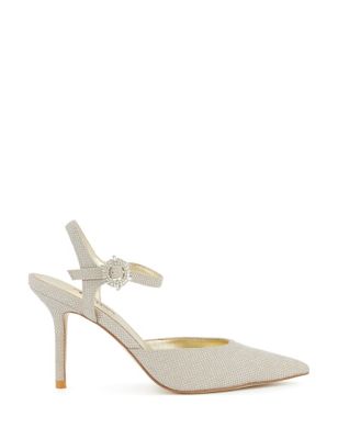 Dune London Womens Sparkle Ankle Strap Stiletto Court Shoes - 4 - Gold, Gold,Black