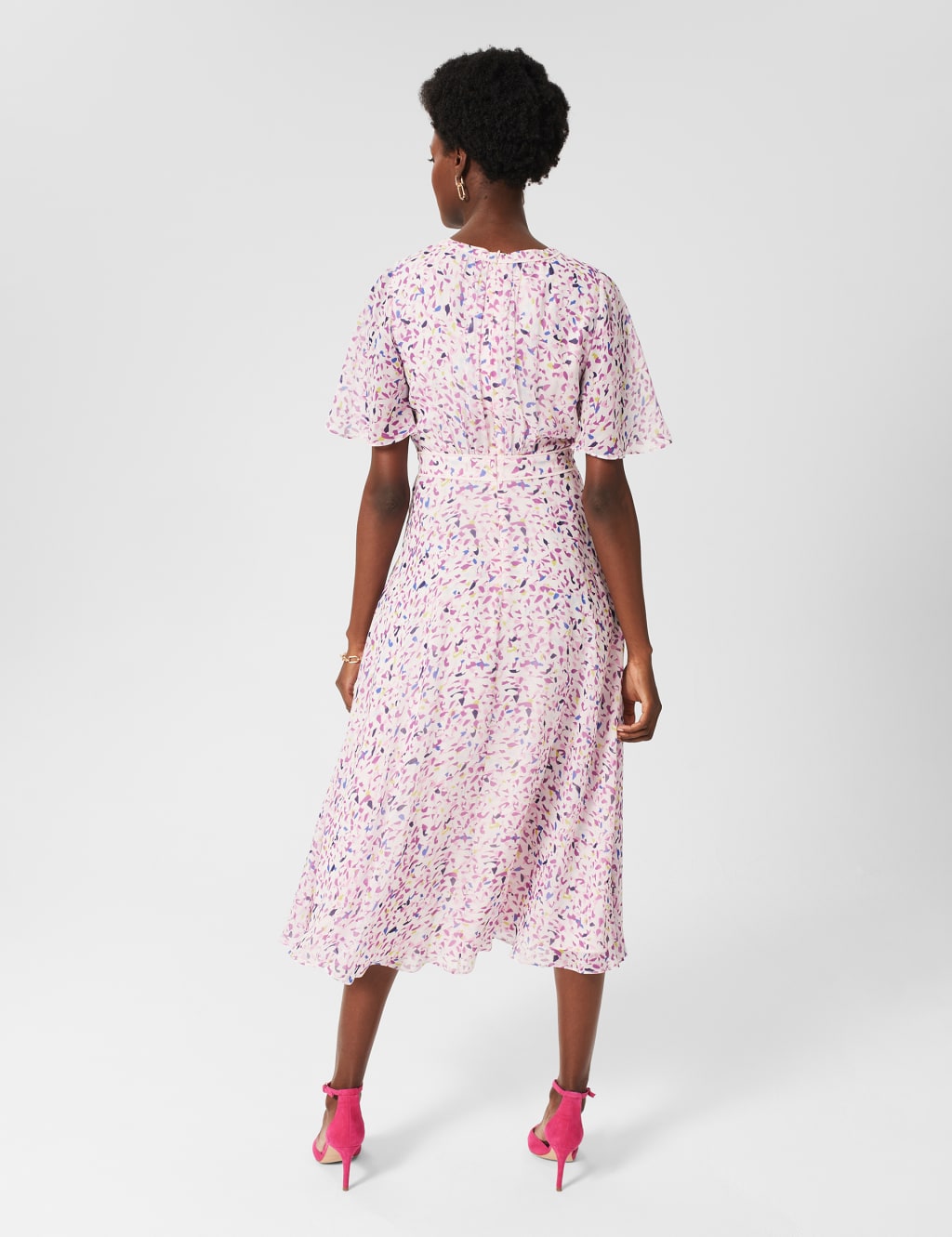 Pure Silk Printed Midi Waisted Dress image 4