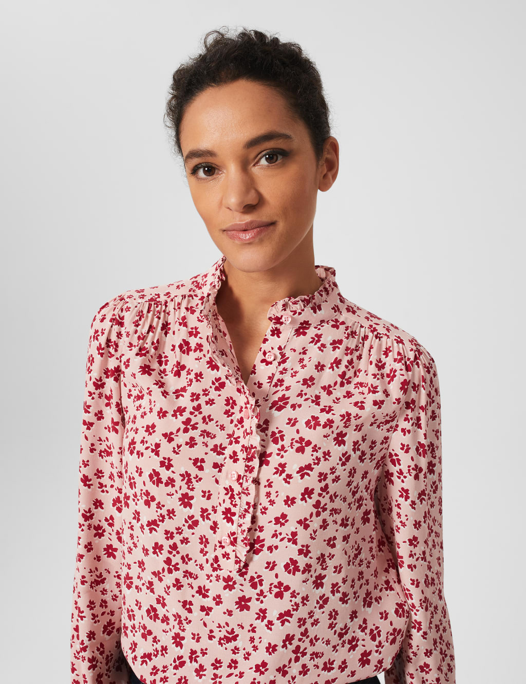 Floral Button Detail Ruffle Blouse image 2