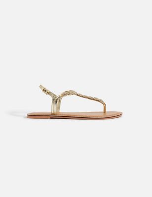 Accessorize Womens Sparkle Flat Toe Thong Sandals - 37 - Gold, Gold