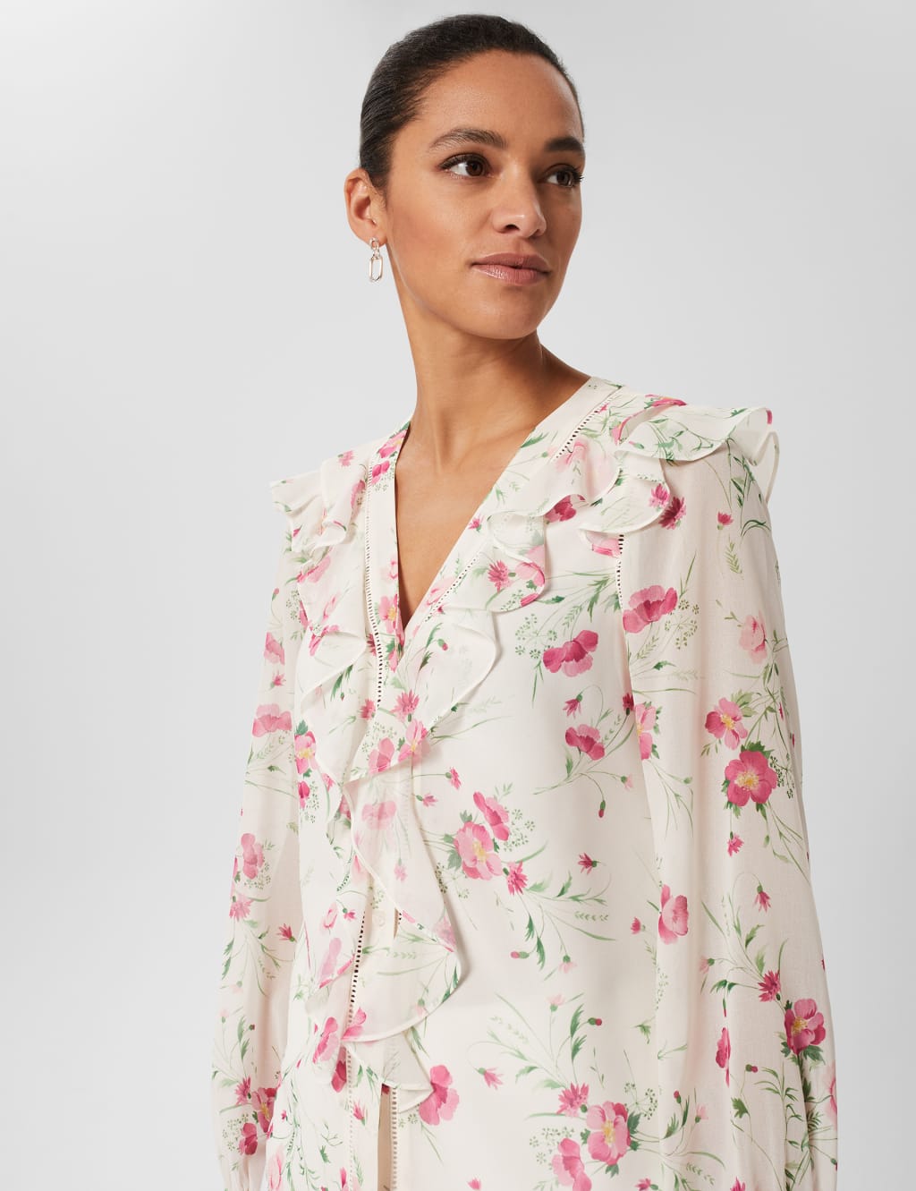 Floral V-Neck Ruffle Blouse image 3