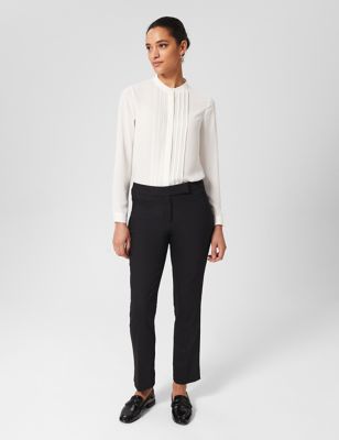 Hobbs Women's Cotton Blend Slim Fit Trousers - 8 - Black, Black