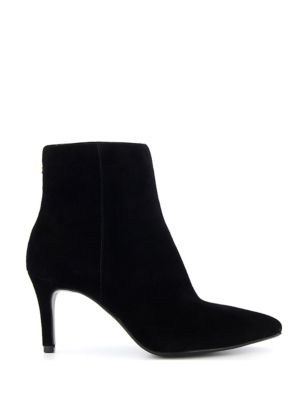 Dune London Women's Suede Stiletto Heel Pointed Ankle Boots - 3 - Black, Black