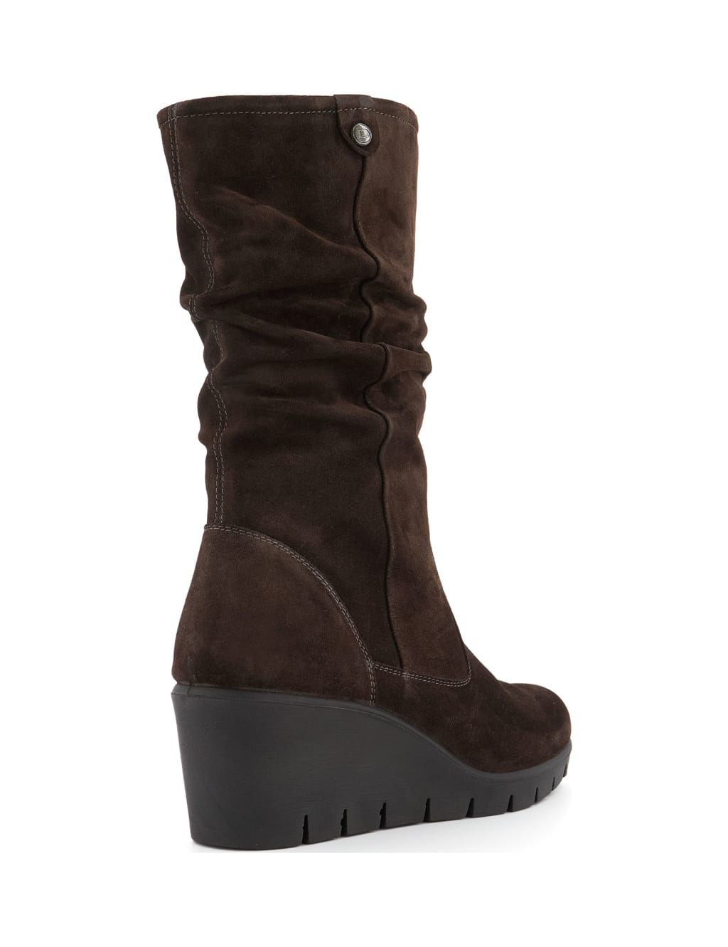 Suede Ruched Wedge Round Toe Boots image 3