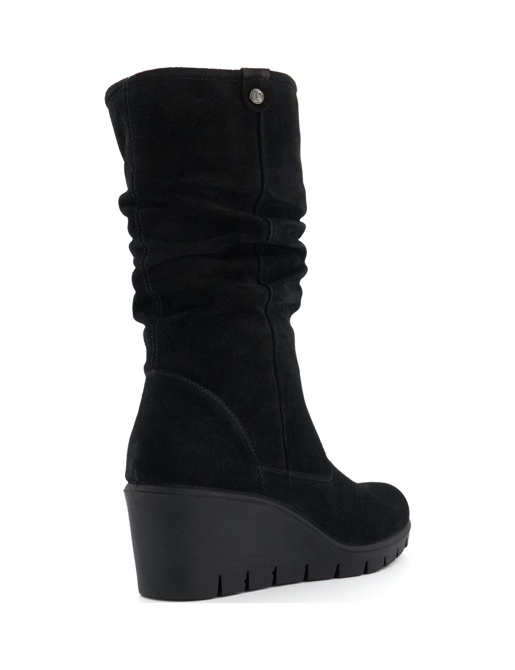 Suede Ruched Wedge Round Toe Boots image 3