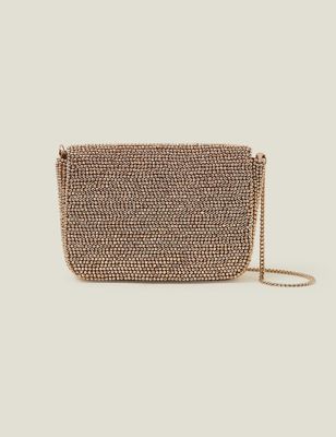 Accessorize Women's Beaded Chain Strap Clutch Bag - Gold, Gold