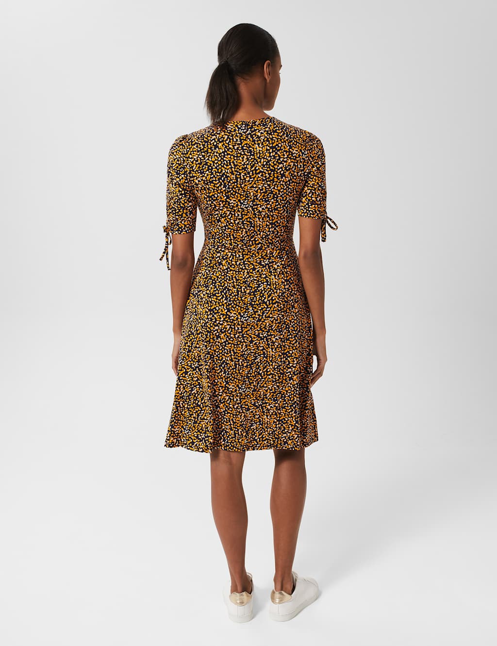 Printed Tie Sleeve Knee Length Shift Dress image 3