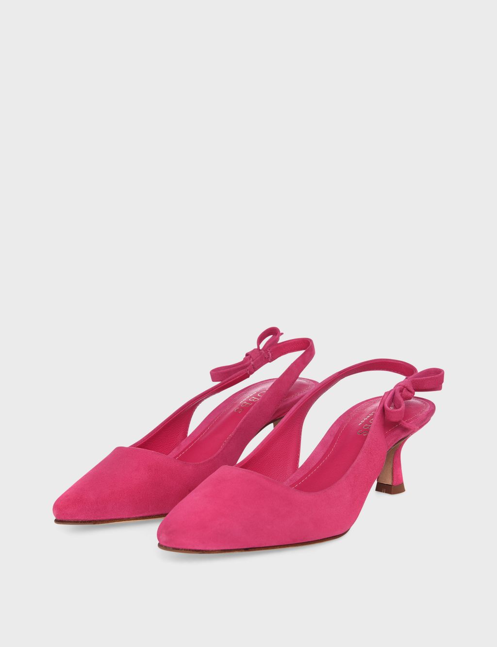 Suede Bow Kitten Heel Slingback Shoes image 2