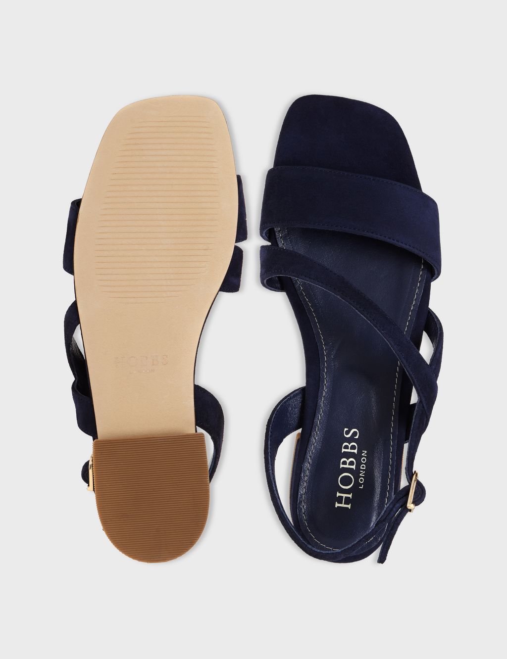 Suede Buckle Square Toe Sandals image 3