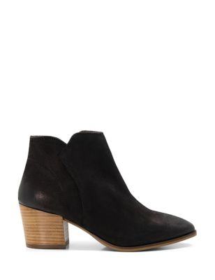 Dune London Womens Wide Fit Suede Block Heel Ankle Boots - 3 - Black, Black
