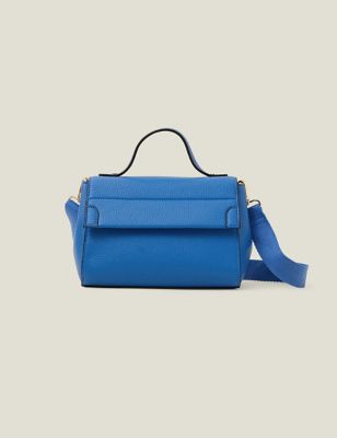 Accessorize Womens Faux Leather Top Handle Cross Body Bag - Blue, Blue